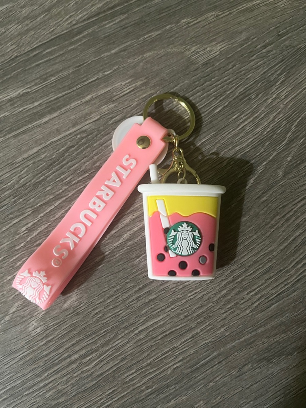 Coffee 💜 keychain/ bag charm bubble tea with pink strap